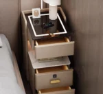 Small Smart Bedside Cabinet, Simple and Modern, High-end, Lightweight, Luxury Home Bedroom Bedside Wooden Storage Cabinet - Image 5