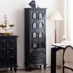 French Cabinet with 4 Doors Vintage Hollow Carving Buffet Cabinet Sideboards and Buffets with Storage Credenza for Living Room - Image 3