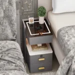 Small Smart Bedside Cabinet, Simple and Modern, High-end, Lightweight, Luxury Home Bedroom Bedside Wooden Storage Cabinet