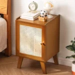 Modern Bedroom Bedside Cabinet, Simple Bedroom Storage Cabinet, ABS Grid Cabinet Door, Strong Door Stopper, Nightstand