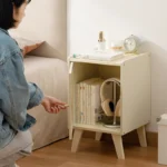 Modern Bedroom Bedside Cabinet, Simple Bedroom Storage Cabinet, ABS Grid Cabinet Door, Strong Door Stopper, Nightstand - Image 5