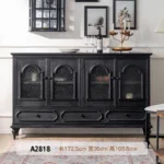 French Cabinet with 4 Doors Vintage Hollow Carving Buffet Cabinet Sideboards and Buffets with Storage Credenza for Living Room - Image 6