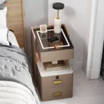 Small Smart Bedside Cabinet, Simple and Modern, High-end, Lightweight, Luxury Home Bedroom Bedside Wooden Storage Cabinet - Image 2